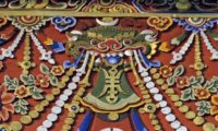 Drachenmotiv Wandmalerei in Bhutan