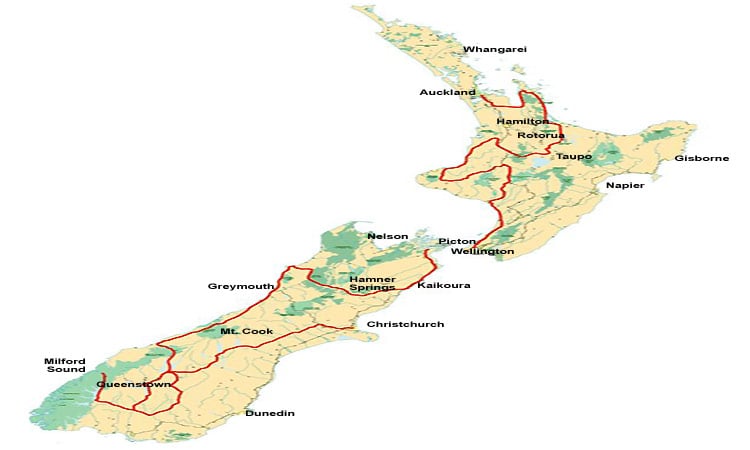 Neuseeland Explorer Route