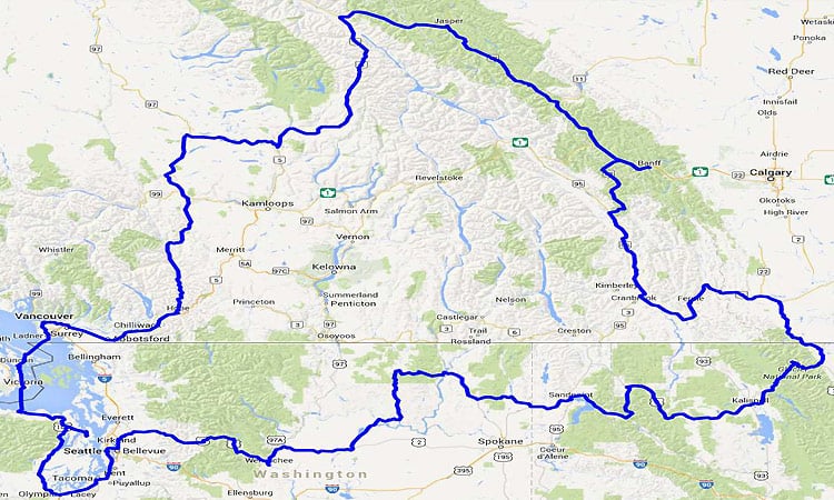 Kanadische Rockies Routenkarte