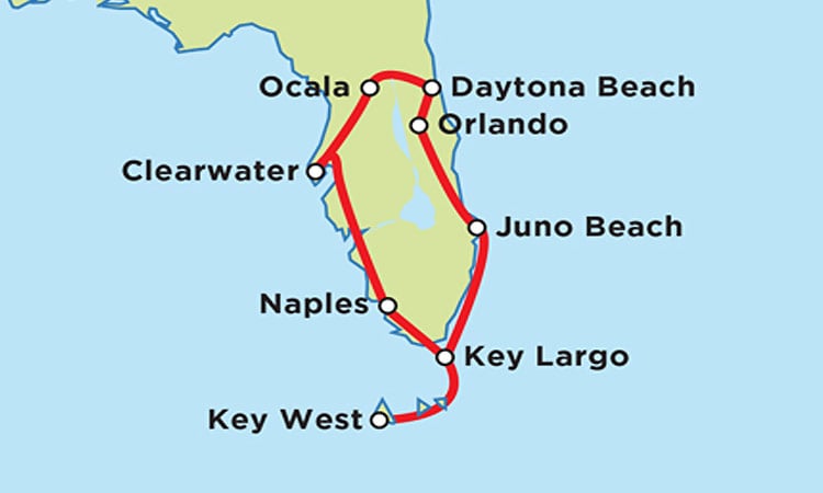 Routenverlauf Florida Key West
